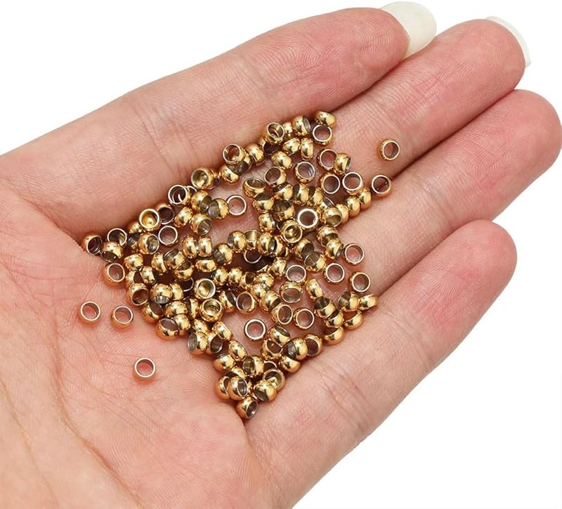 Gold 100pcs 1 5mm Stainless Steel Crimp Beads Jewelry Making Supplies For Bracelet Necklace Earring DIY - Image 5